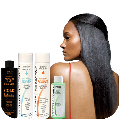 Gold Label 240ml Large Set of Keratin Hair Treatment Specifically Designed for Coarse Curly Thick Hair