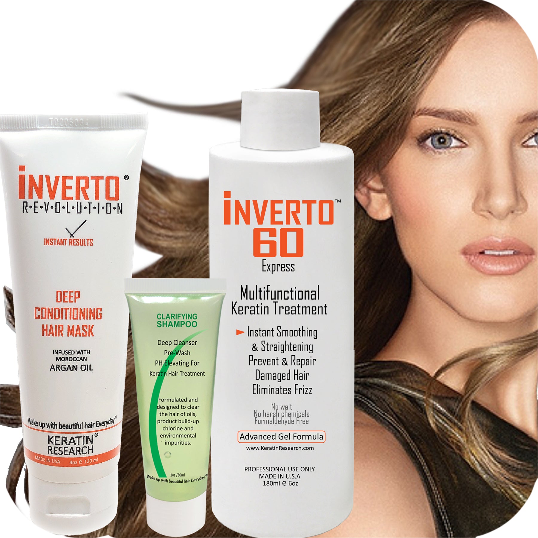 INVERTO 60 180ml Formaldehyde-free keratin Treatment Rich in proteins Repair Damaged Hair, Hair Straightening Smoothing