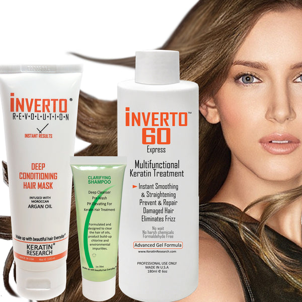 INVERTO 60 180ml Formaldehyde-free keratin Treatment Rich in proteins Repair Damaged Hair, Hair Straightening Smoothing