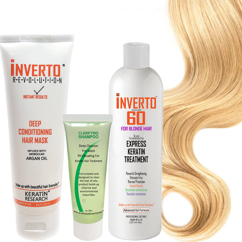 INVERTO 60 for Blonde Hair 120ml Formaldehyde-free keratin Treatment Rich in proteins Repair Damaged Hair, Hair Straightening Smoothing