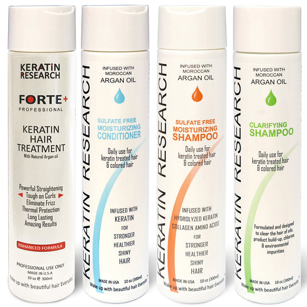 FORTE Keratin Hair Treatment 300ml x4 Large Set Straighten Smooths Repairs Conditions Stubborn Curls and Coarse Hair